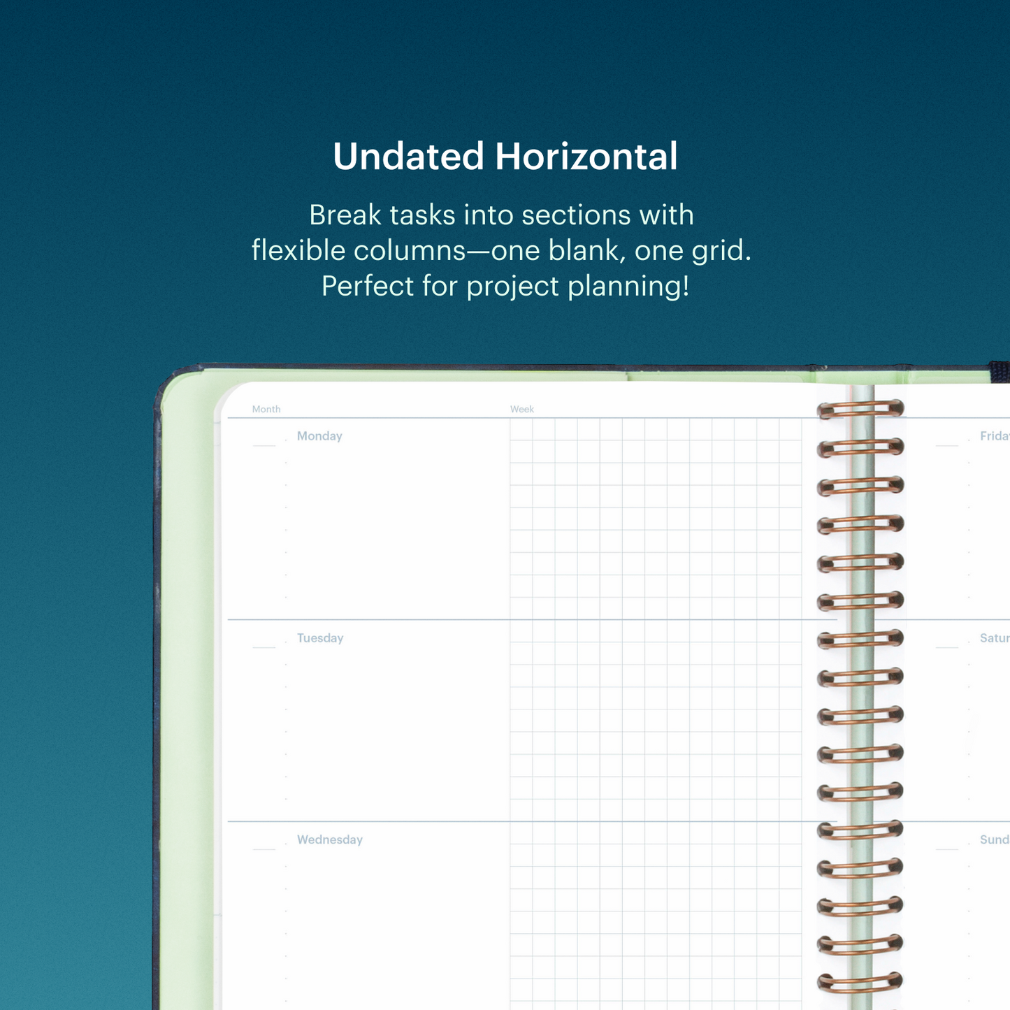Horizontal Regular Wirebound Planner Refill (Undated)