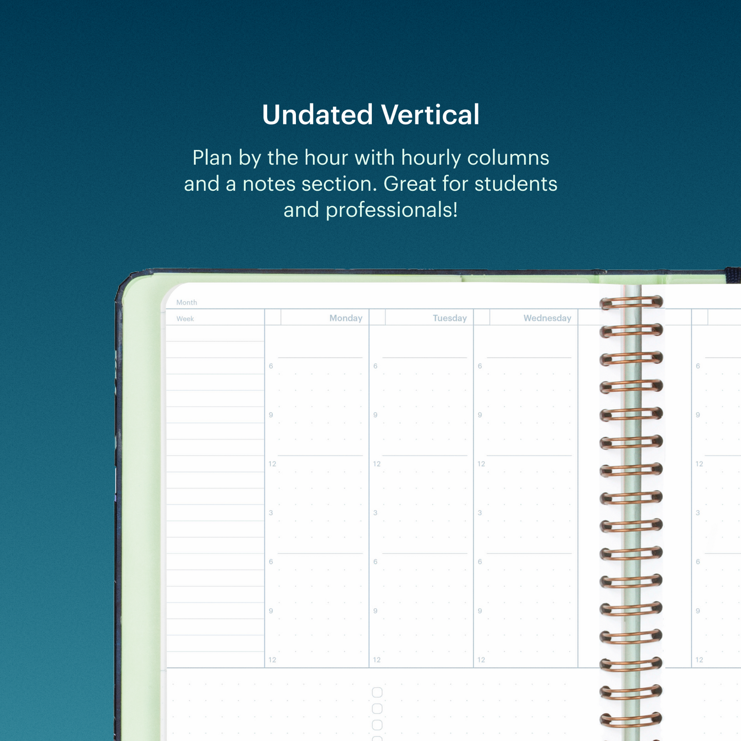 Vertical Regular Wirebound Planner Refill (Undated)