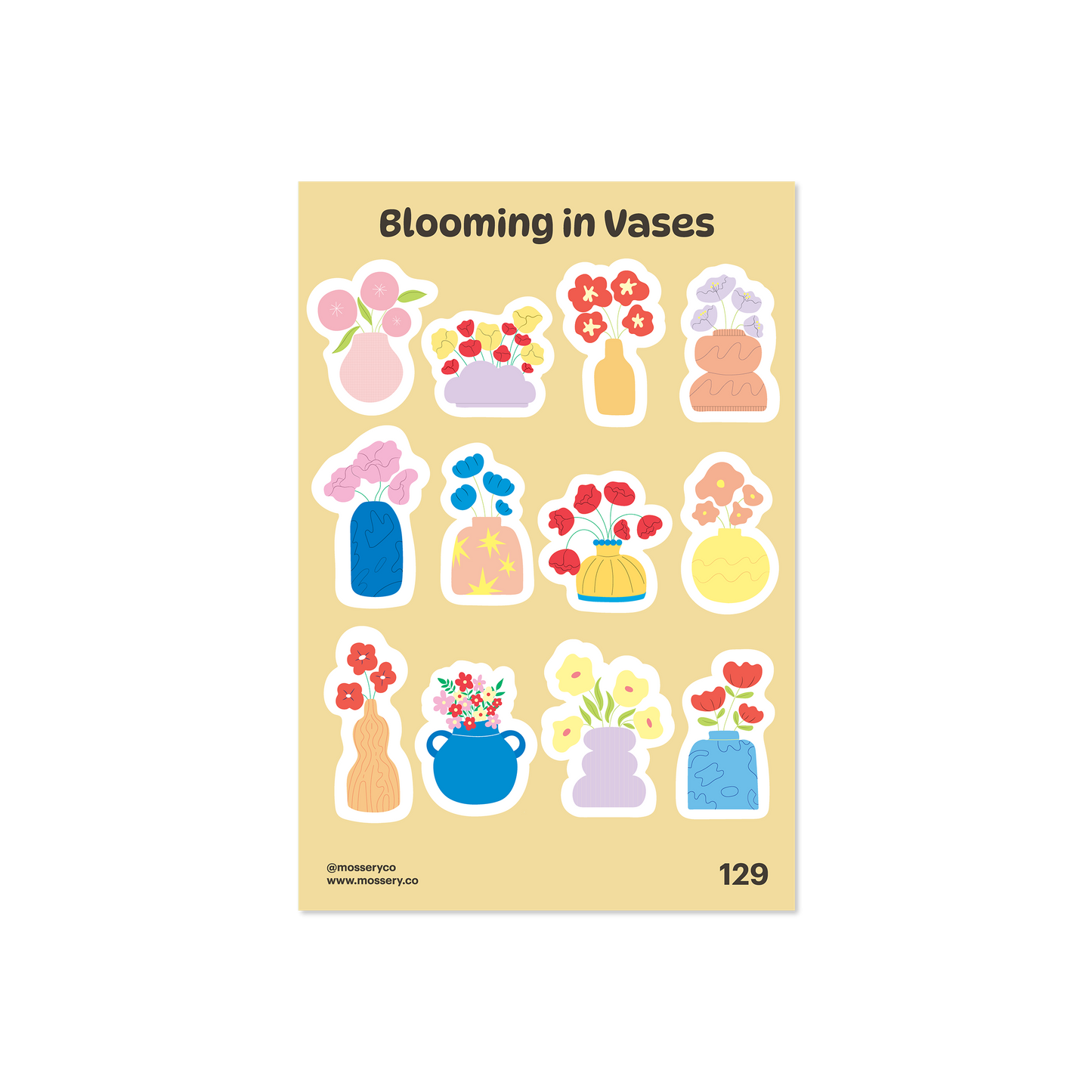 Mossery Stickers: Blooming in Vases (STC-129)