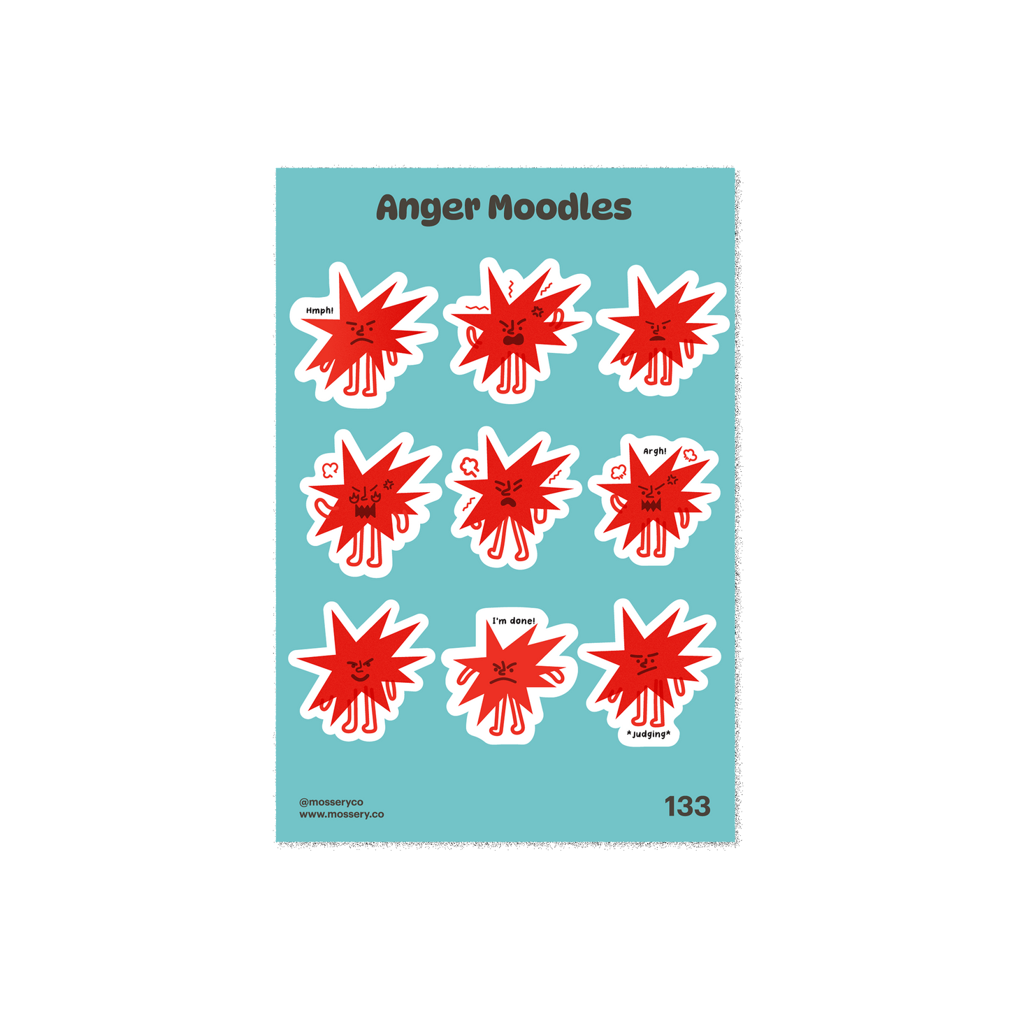 Mossery Stickers: Anger Moodles (STC-133)