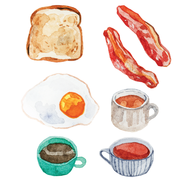 Artist Series Stickers: Eggs, Bacon, Toast, Hot Drinks (STC-502)
