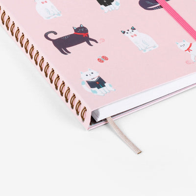 Refillable Wirebound Notebook - Cats Pink (MRT_H013-LG)