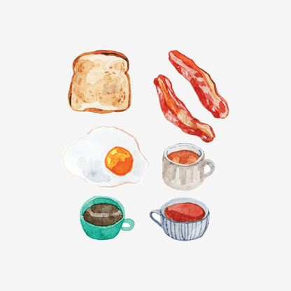 Artist Series Stickers: Eggs, Bacon, Toast, Hot Drinks (STC-502)