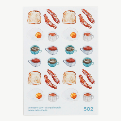 Artist Series Stickers: Eggs, Bacon, Toast, Hot Drinks (STC-502)
